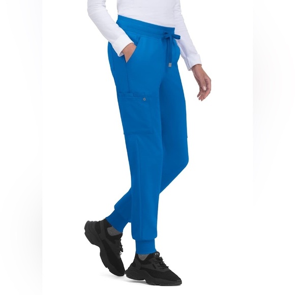 Cureology Women’s Navy 6-Pocket Elastic Waistband Cargo Jogger Scrubs - Size S - Picture 4 of 5